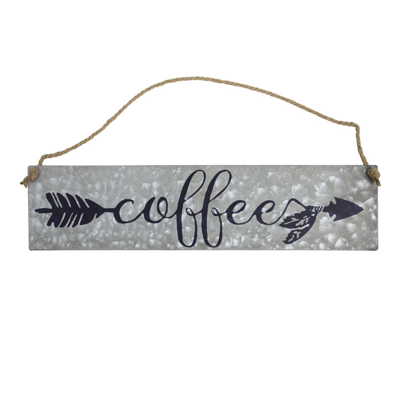 Winston Porter Galvanized Metal Hanging Coffee Sign Wall Decor