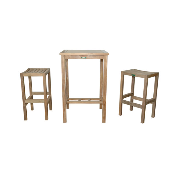 Avalon 3 Piece Teak Bar Height Dining Set by Anderson Teak