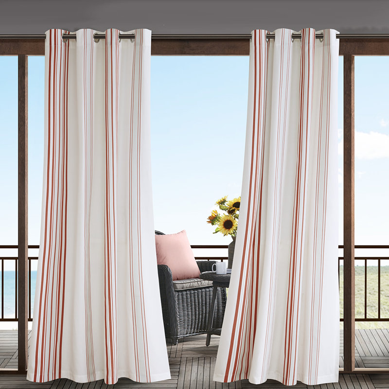 Corbin Striped Light Filtering Outdoor Grommet Curtains ...