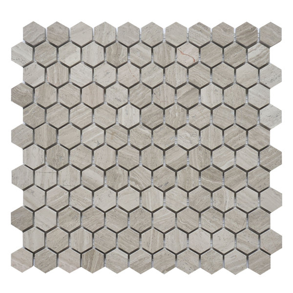 Hexagon 1 x 1 Marble Mosaic Tile in White Oak by Matrix Stone USA