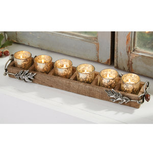 Oak Leaf Wood Votive Holder (Set of 7)
