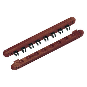 Wooden Pool Cue Wall Rack with Clips