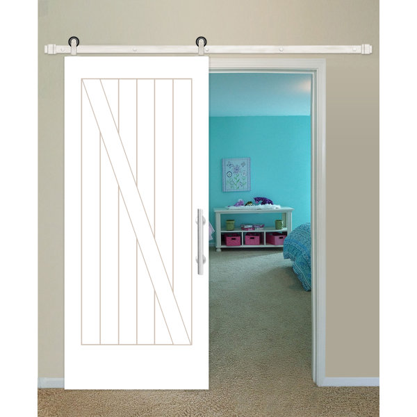Cottage Solid Panelled Wood Interior Barn Door by Creative Entryways
