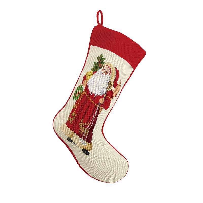 Santa Needlepoint Stocking | Birch Lane