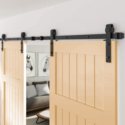Modern Standard Double Barn Door Hardware Kit Bronco Hardware Track Length 78 in