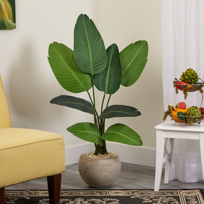 Joss & Main 45'' Artificial Banana Leaf Tree in Planter | Wayfair