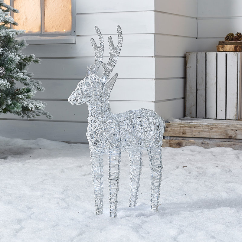 The Seasonal Aisle Battery or Mains Operated Outdoor PVC Rattan Reindeer Christmas Figurine 