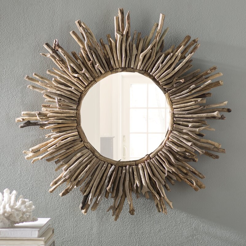 Beachcrest Home Driftwood Sunburst Mirror Reviews Wayfair   Driftwood Sunburst Mirror 