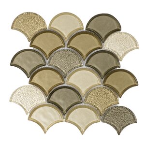 Fan Glass Mosaic Tile in Champagne