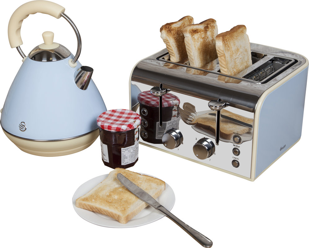 Swan Retro 2L Pyramid Kettle and 4 Slice Toaster Set & Reviews