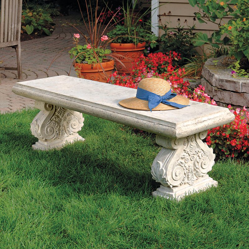 Design Toscano Stone Garden Bench & Reviews | Wayfair