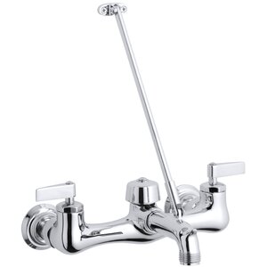 Kinlock Double Lever Handle Service Sink Faucet with Top-Mounted Wall Brace