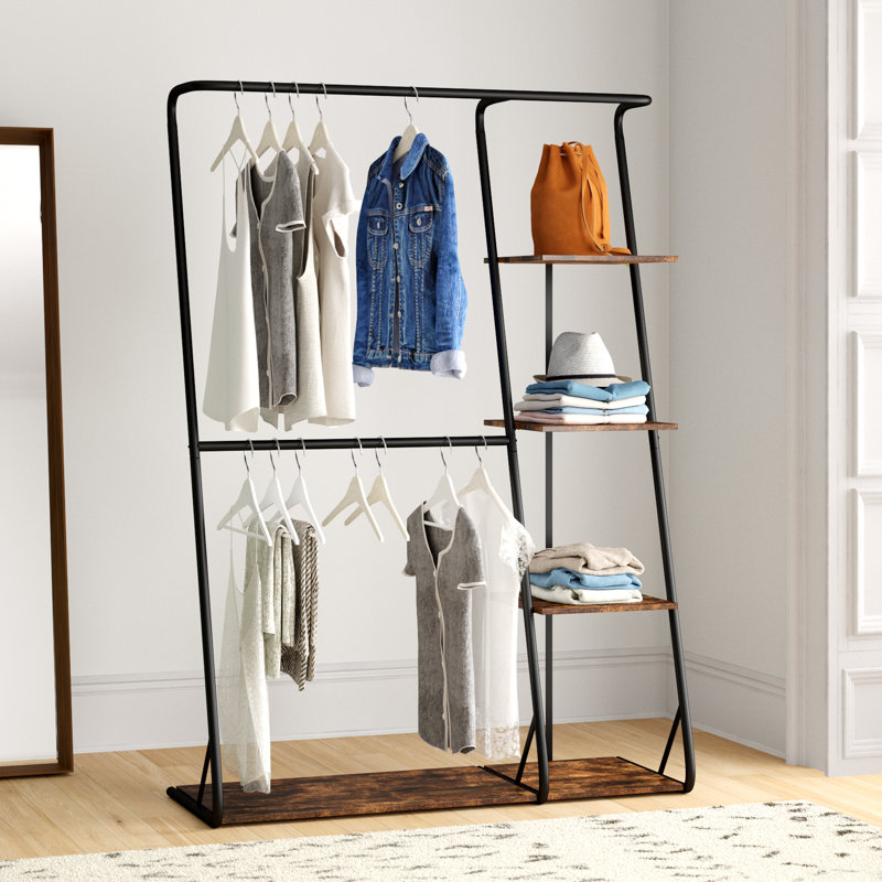 Clothes Hanging Bar Closet Rod Wall Mount Garment Rack Hanger