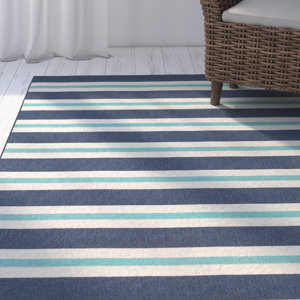 Springwater Blue/Ivory Indoor/Outdoor Area Rug
