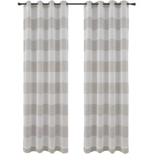 Nassau Striped Sheer Grommet Curtain Panels (Set of 2)