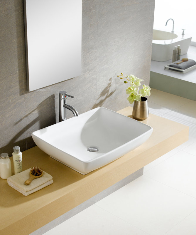Fine Fixtures Modern Ceramic Rectangular Vessel Bathroom Sink ... Fine Fixtures Modern Ceramic Rectangular Vessel Bathroom Sink ...