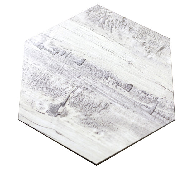 Nature 8 x 8 Glass Hexagon Tile in Birchwood Gray/Creme by Abolos