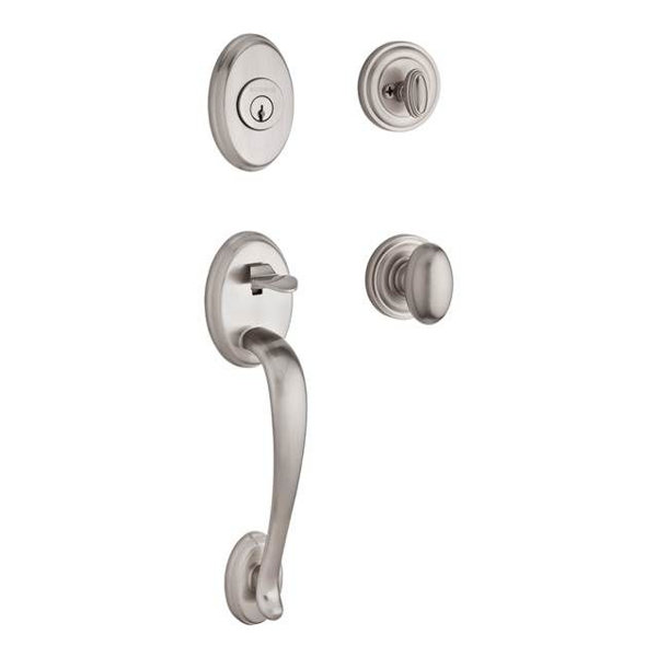 Columbus Single Cylinder Handleset with Ellipse Door Knob and Traditional Round Rose by Baldwin