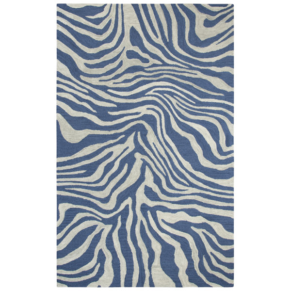 Harpreet Hand-Tufted Wool Gray/Navy Area Rug by Everly Quinn