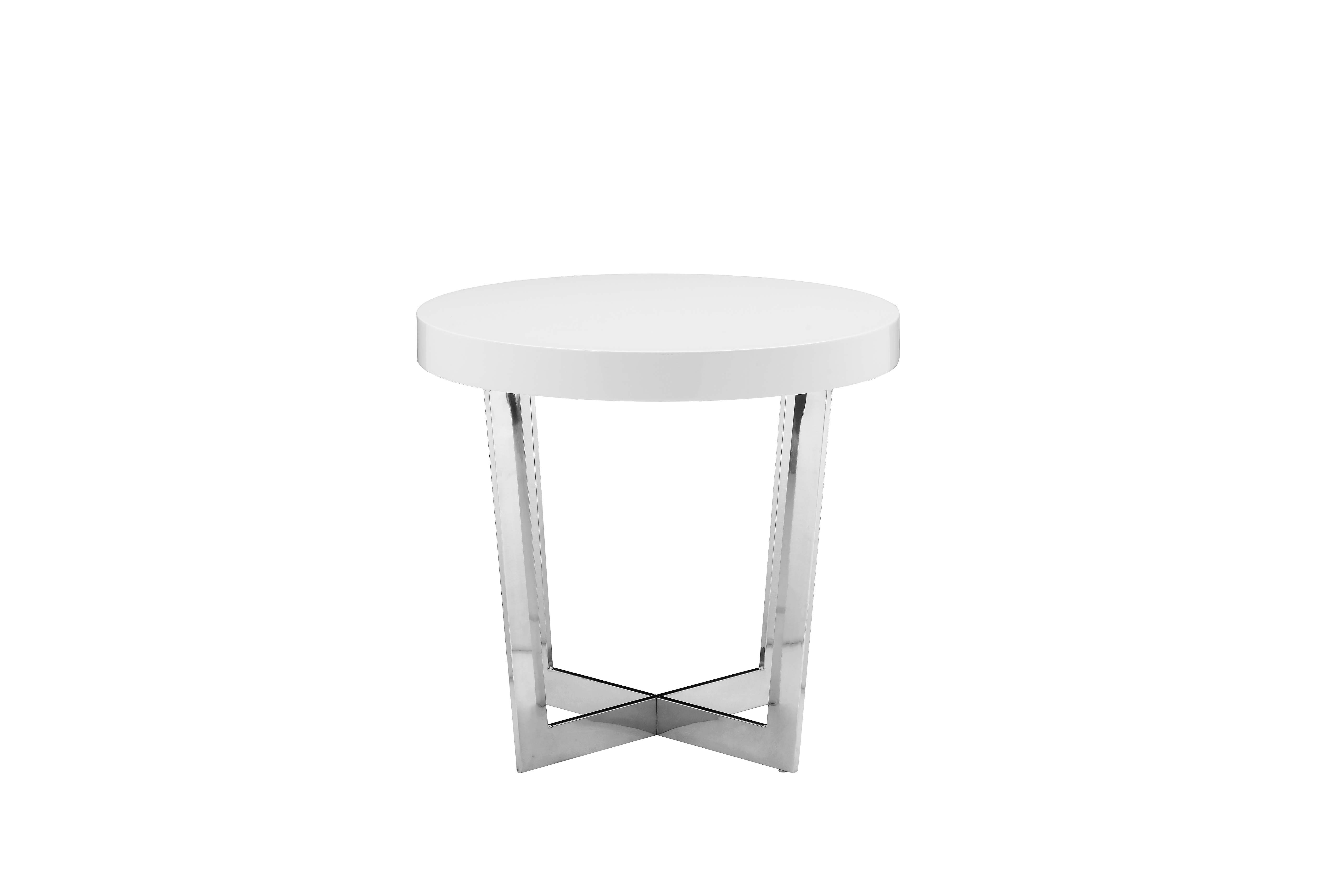 NEW CRYSTAL ULTRA MODERN WHITE GLOSS LACQUER WOOD NIGHTSTAND END TABLE
