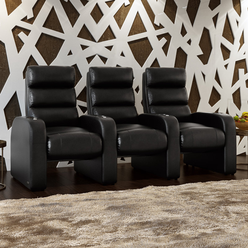 Latitude Run Bonded Leather Manual Rocker Recline Home Theater