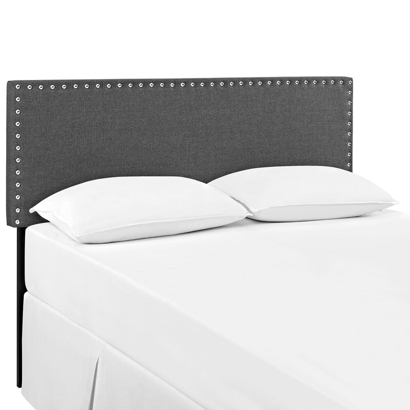 Wrought Studio Preiss Solid Wood Upholstered Panel Headboard & Reviews ...