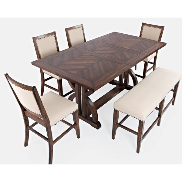 Palou 6 Piece Counter Height Solid Wood Dining Set by One Allium Way One Allium Way