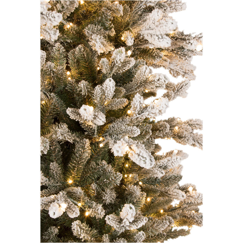 The Holiday Aisle Slim Snowy Power Pole 7 5 Green Flocked White