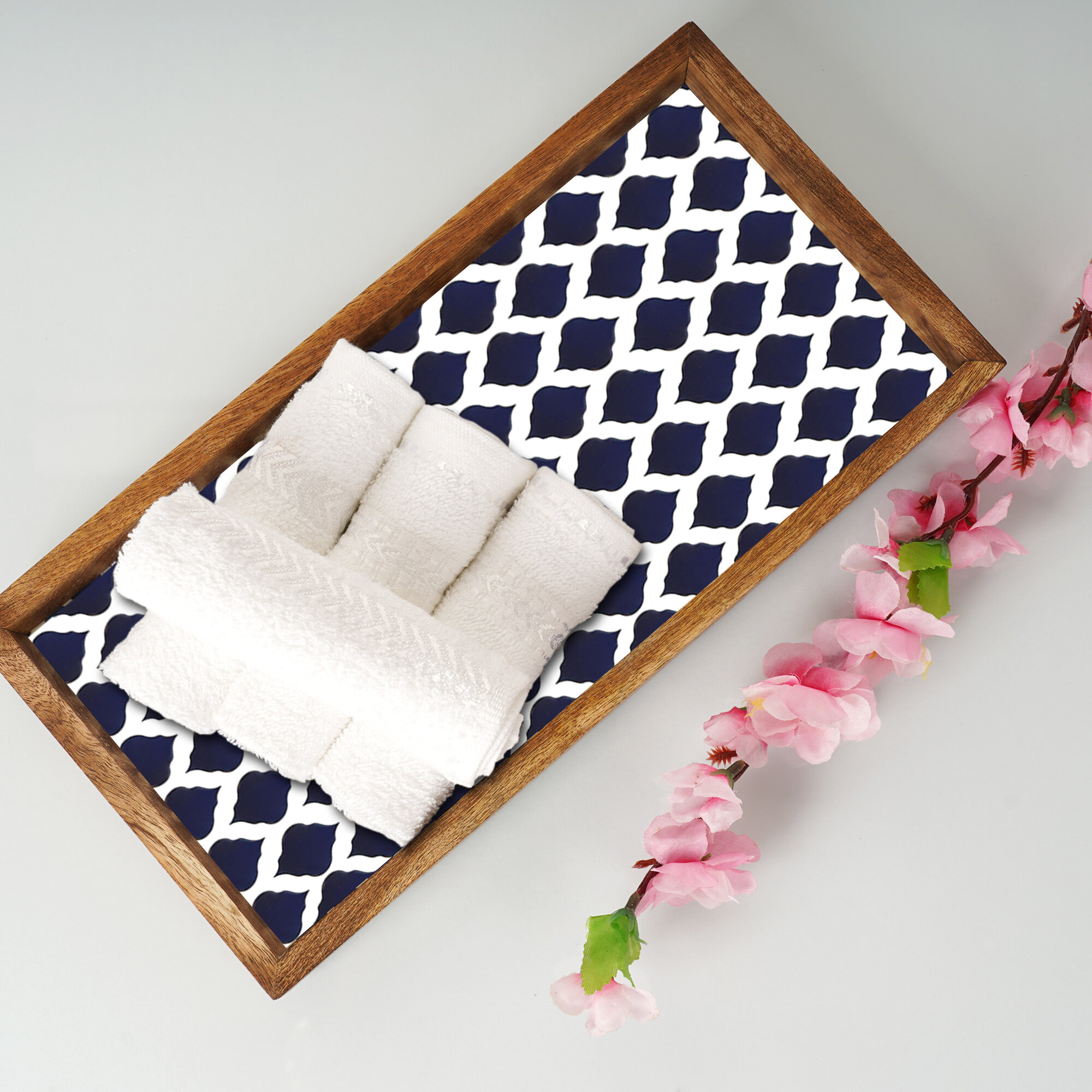 blue ottoman tray