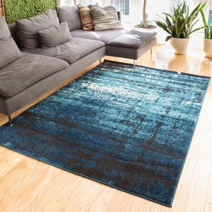 Coolidge Modern Distressed Navy Blue Area Rug