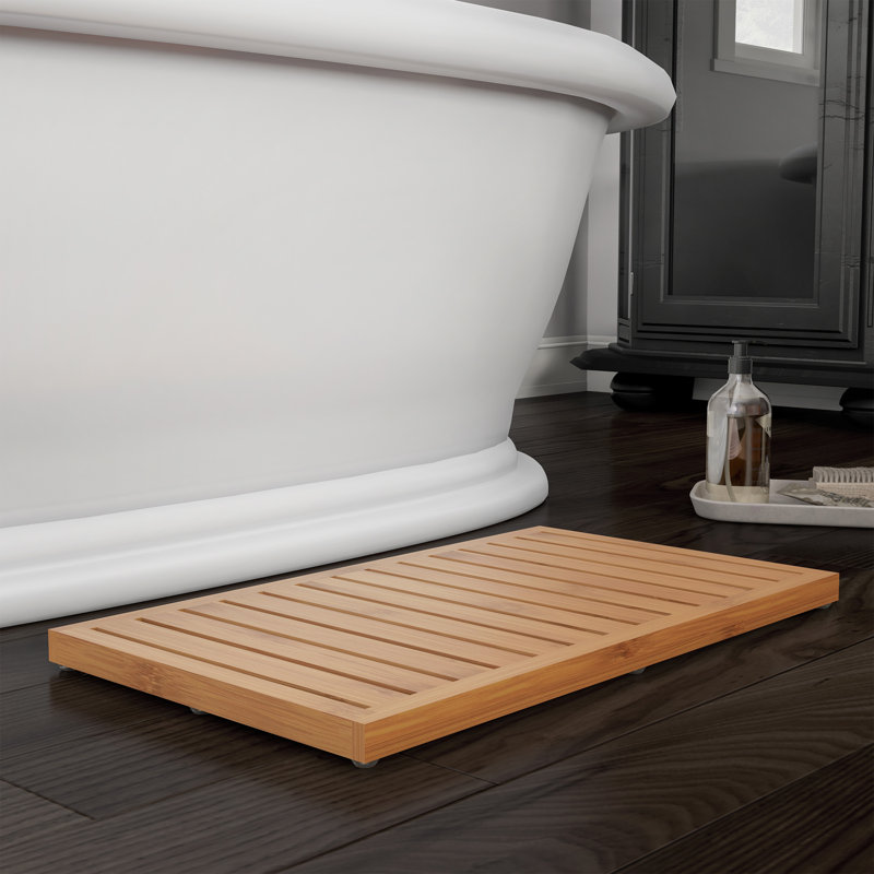 Bay Isle Home Zaina Slatted Rectangle Bamboo Non Slip Striped Bath Rug Reviews