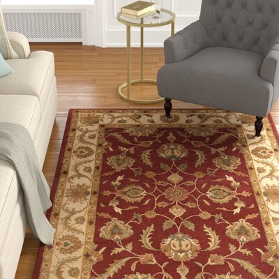 Mardell Oriental Handmade Tufted Wool Dark Red/Khaki Area Rug Birch Lane™ Rug Size: Round 3'6