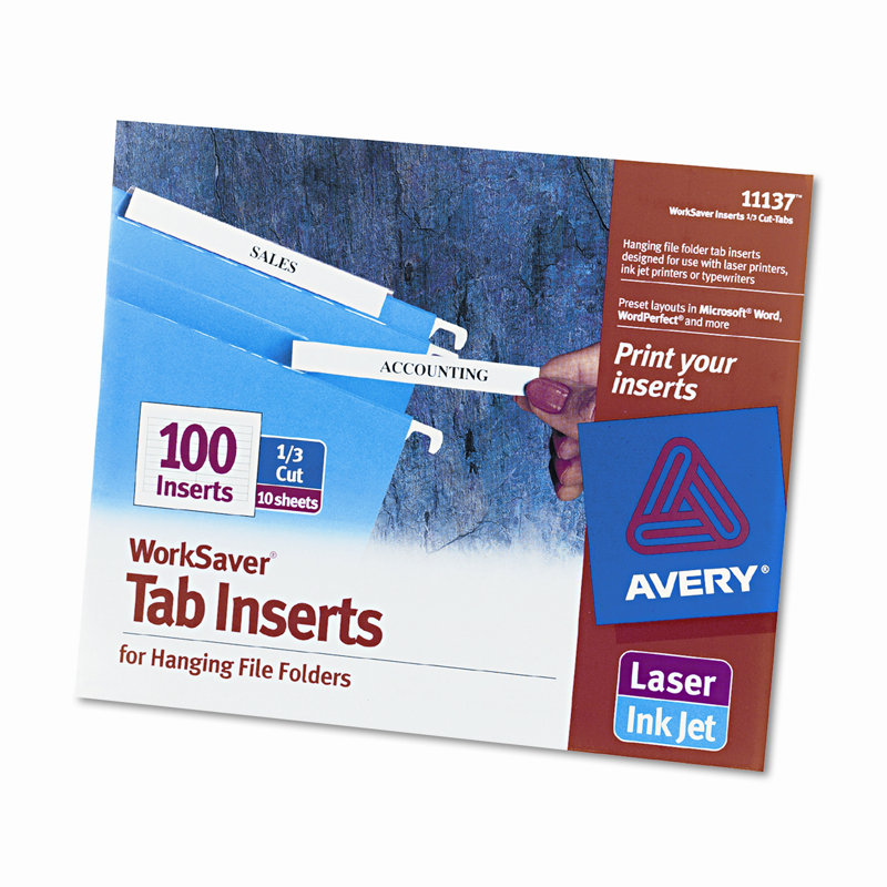 Laser/Inkjet Hanging File Folder Inserts (100/Pack)