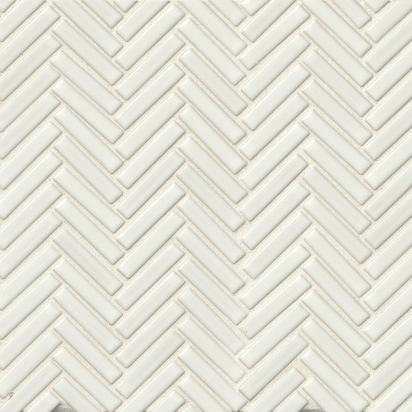 Herringbone Mosaic 11 x 12.25 Porcelain Tile in White by Grayson Martin