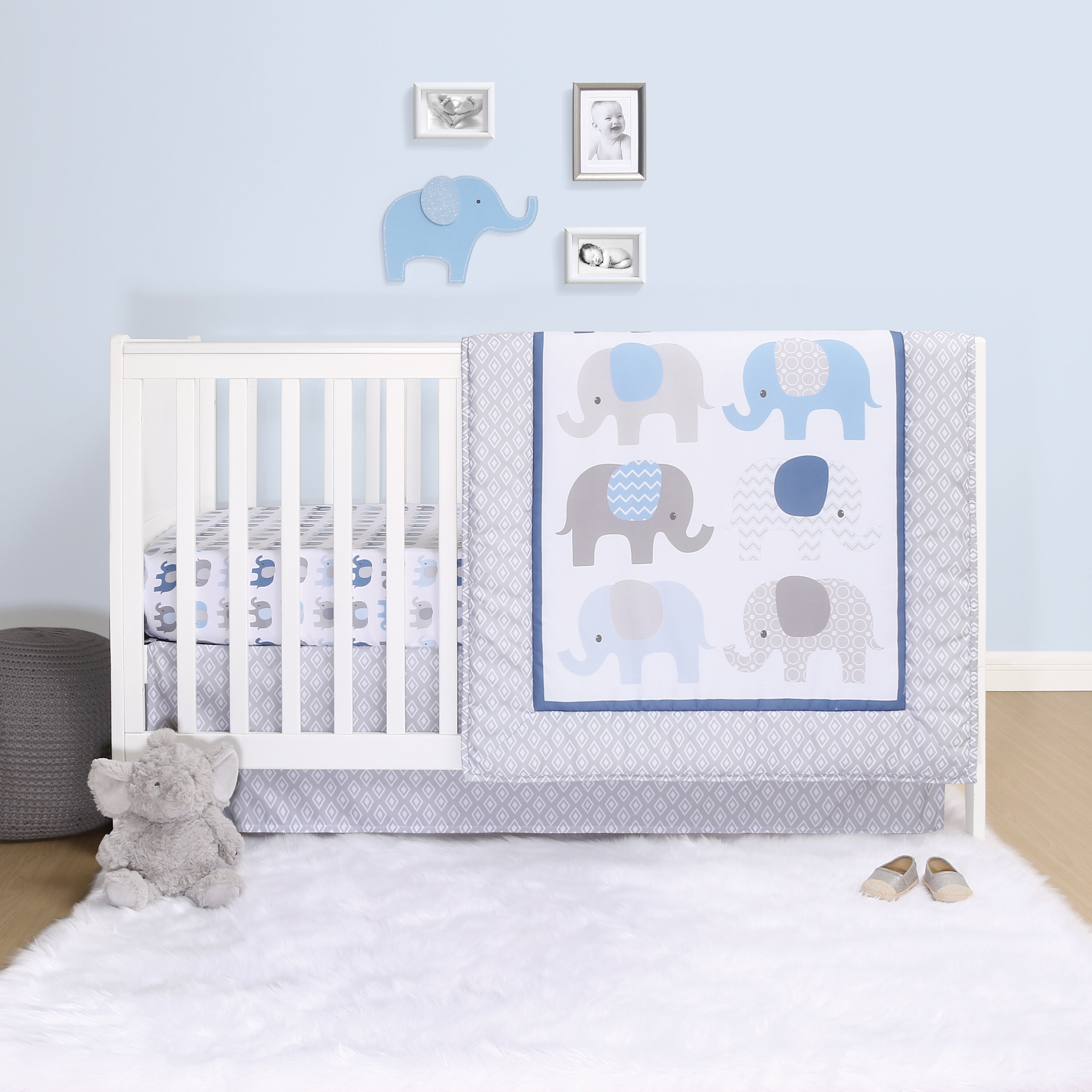 Harriet Bee Cillian Sleepy Elephant 4 Piece Crib Bedding Set Wayfair