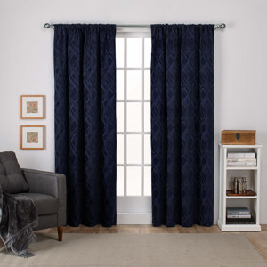 Elena Geometric Room Darkening Rod Pocket Curtain Panels (Set of 2)