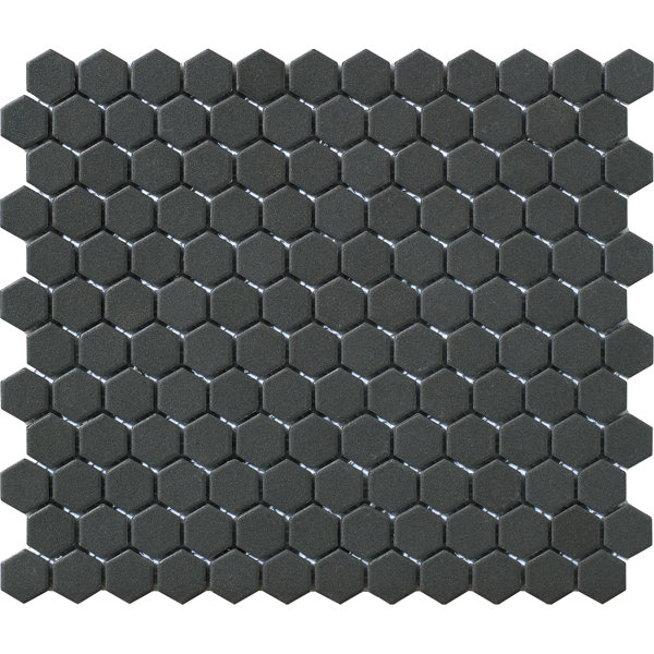 Urban Unglazed 1 x 1 Porcelain Mosaic Tile in Black Hexagon by Walkon Tile