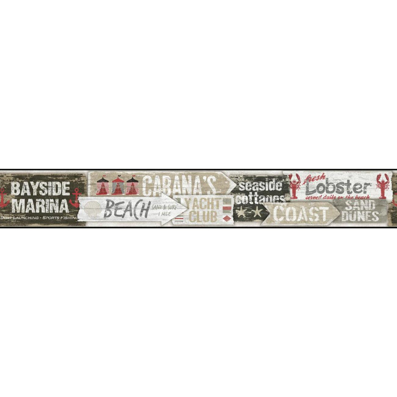 York Wallcoverings Nautical Living Beach Signs 15 X 9 Scenic