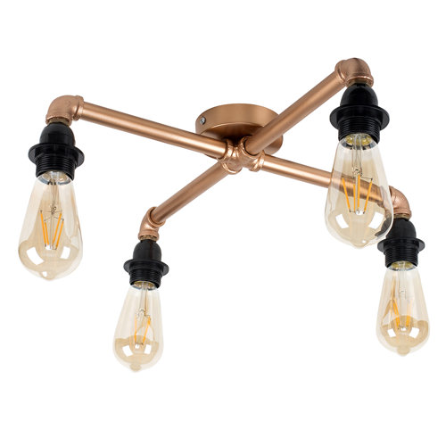 Hanley 4-Light Semi Flush Mount Borough Wharf Bulb: Not Included, Fixture Finish: Copper