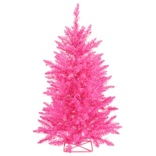 Pink Christmas Trees You Ll Love Wayfair 2 Hot Pink Artificial Christmas Tree With 35 Single Colored Lights