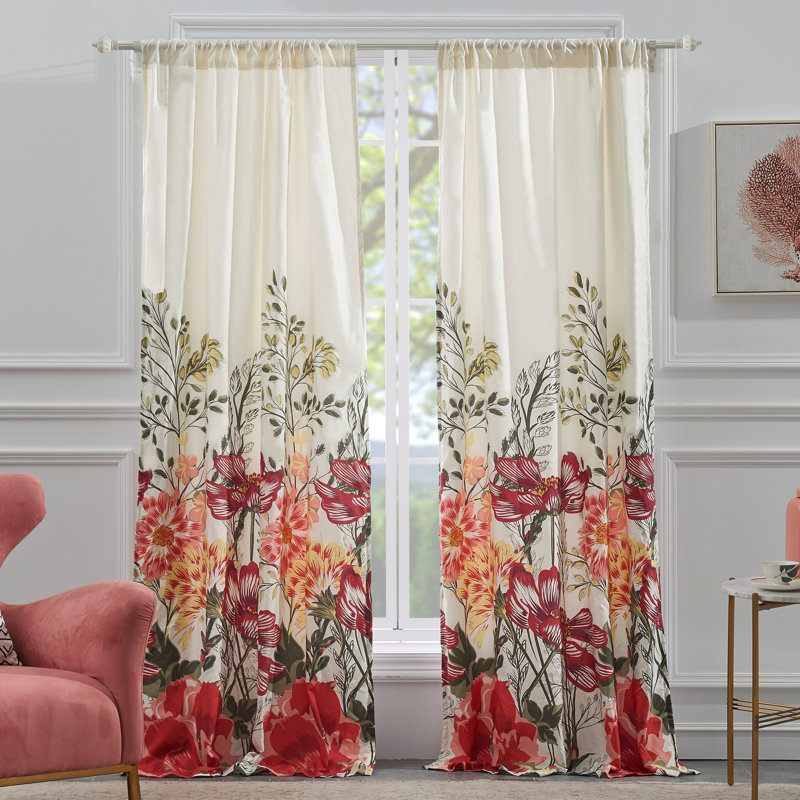 Meadow Floral Flower Semi Sheer Curtain Panels Reviews Joss Main