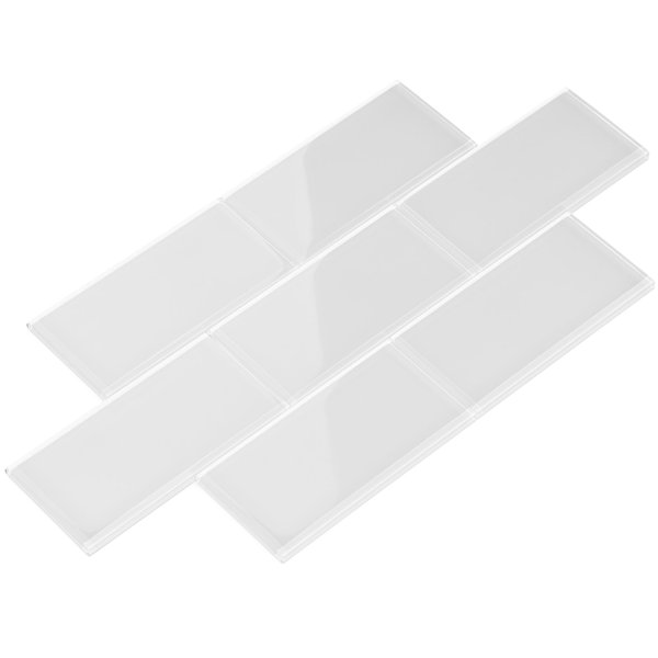 3 x 6 Glass Subway Tile in Bright White by Giorbello