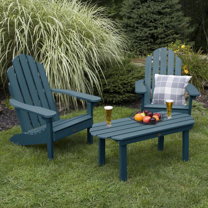 Alcott Hill Highpoint Classic Plastic Adirondack Chair With Table