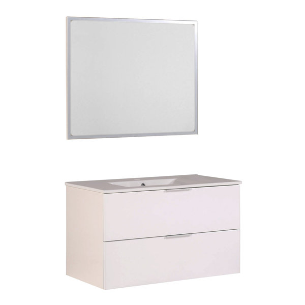 Luxy 35 Wall-Mounted Single Bathroom Vanity Set with Mirror by Parisot