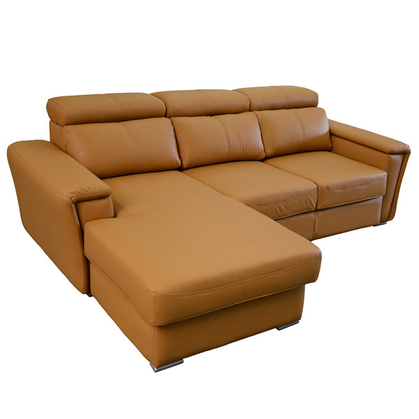 Cheshire Leather Sleeper Sectional By Latitude Run