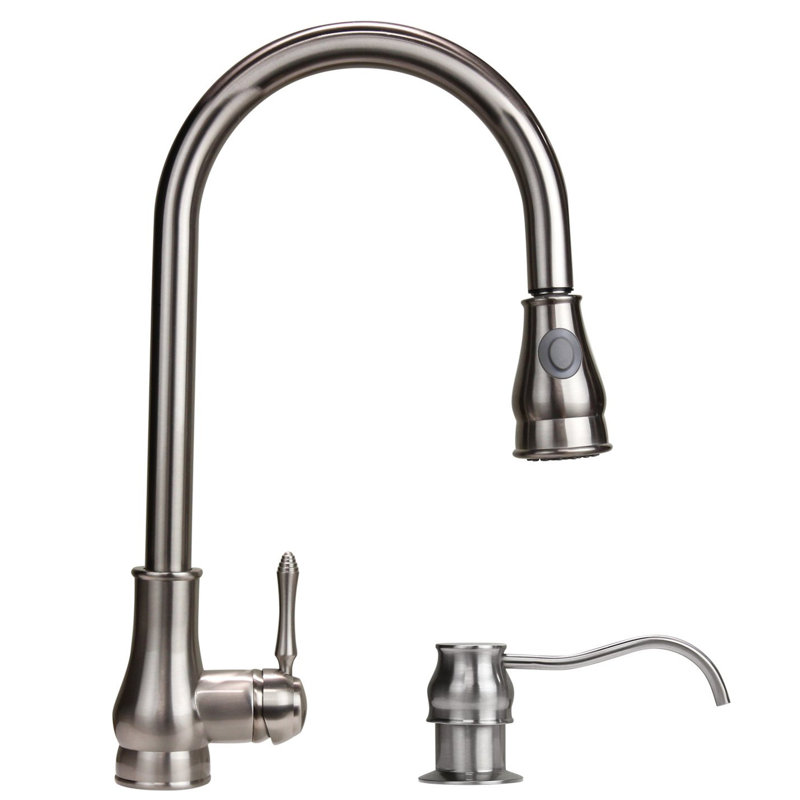 Dyconn Faucet Coral Pull Down Single Handle Kitchen Faucet And Soap Dispenser Reviews Wayfair