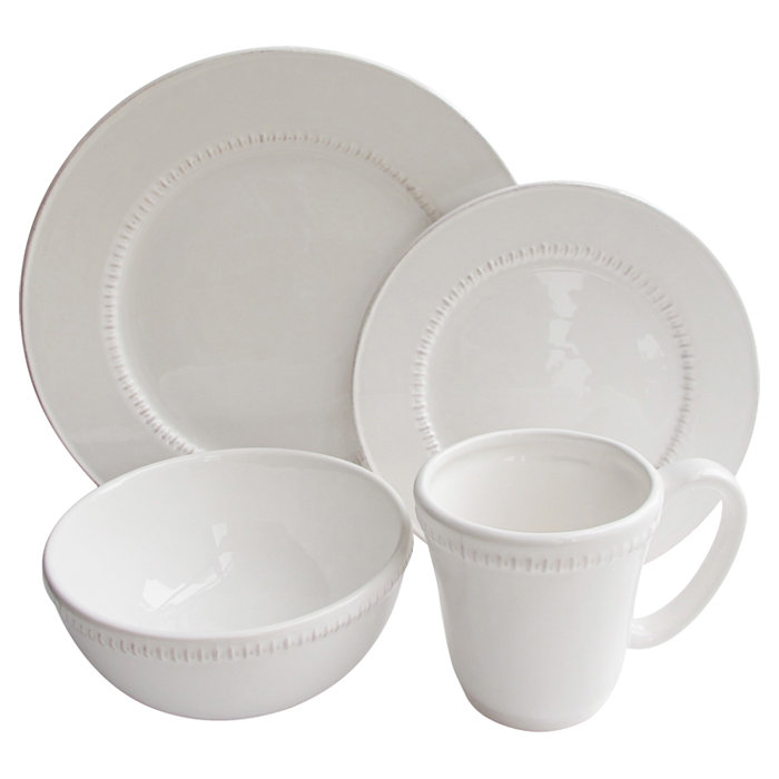 Carly Bead 16 Piece Dinnerware Set, Service for 4