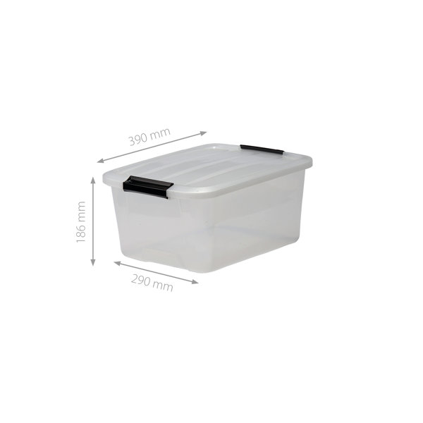 USB-S Kunststoff 24 x 29 x 18,5 cm 13 L IRIS transparentes Grau 3er-Set Aufbewahrungsboxen // Kisten mit Deckel // Stapelboxen Useful Storage Box