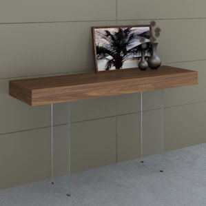 Board Console Table with Tempered Glas..