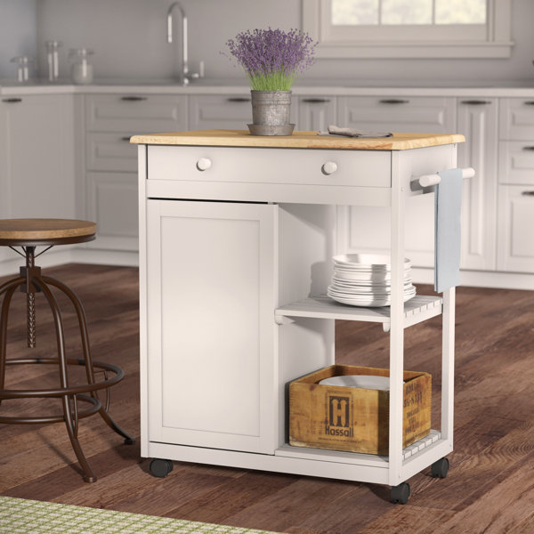 Woolsey Kitchen Cart With Wooden Top By August Grove Find